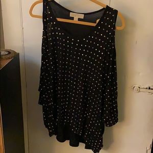 SOLD Michael Kors Navy Studded Cold Shoulder Top